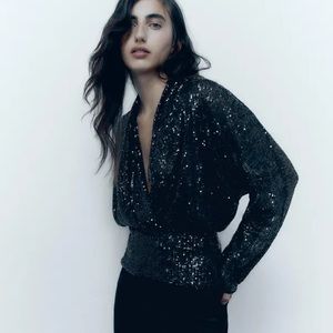 Zara draped sequin blouse